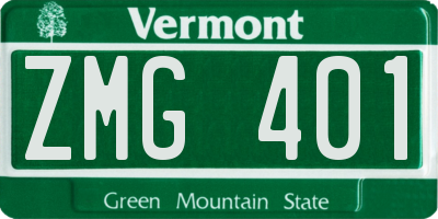 VT license plate ZMG401