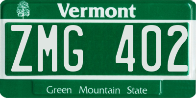 VT license plate ZMG402