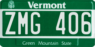 VT license plate ZMG406