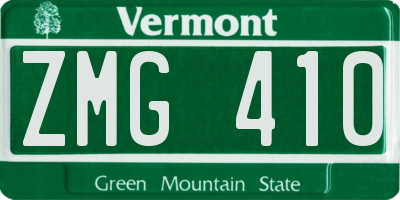 VT license plate ZMG410