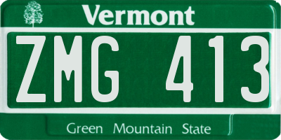 VT license plate ZMG413