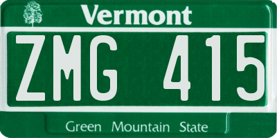 VT license plate ZMG415