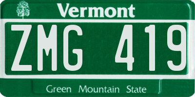 VT license plate ZMG419