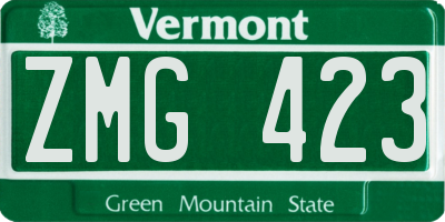 VT license plate ZMG423