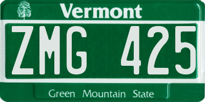 VT license plate ZMG425