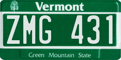 VT license plate ZMG431