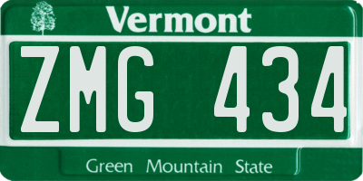 VT license plate ZMG434