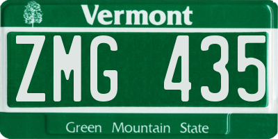 VT license plate ZMG435