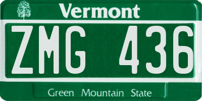 VT license plate ZMG436