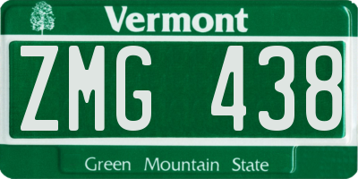 VT license plate ZMG438
