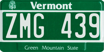 VT license plate ZMG439