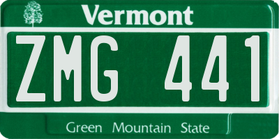 VT license plate ZMG441
