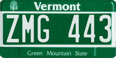 VT license plate ZMG443