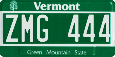 VT license plate ZMG444