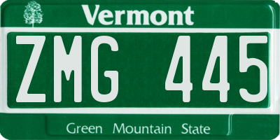 VT license plate ZMG445