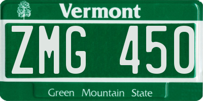 VT license plate ZMG450