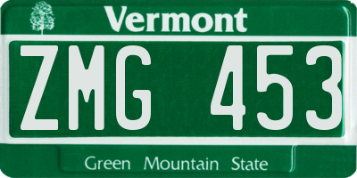 VT license plate ZMG453