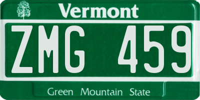 VT license plate ZMG459