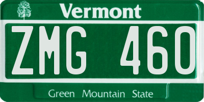 VT license plate ZMG460