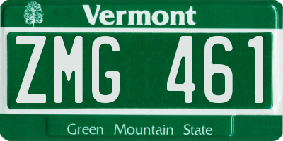 VT license plate ZMG461