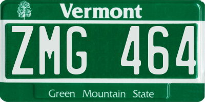 VT license plate ZMG464