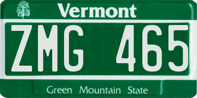 VT license plate ZMG465