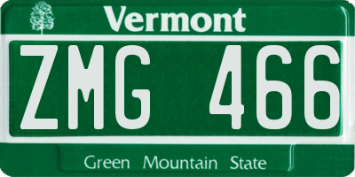 VT license plate ZMG466