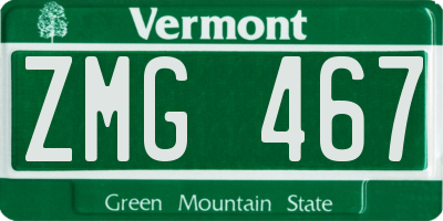 VT license plate ZMG467