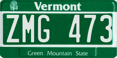 VT license plate ZMG473