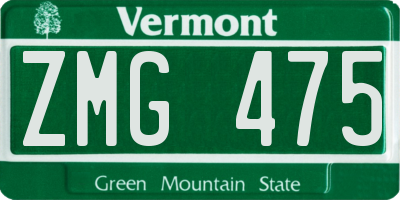 VT license plate ZMG475