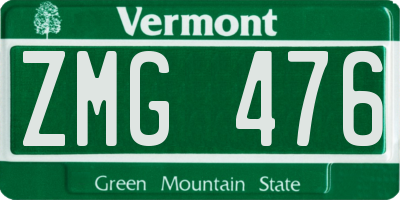 VT license plate ZMG476