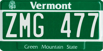VT license plate ZMG477
