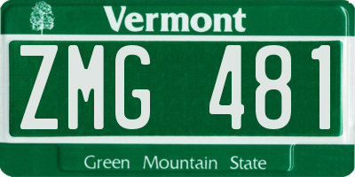 VT license plate ZMG481