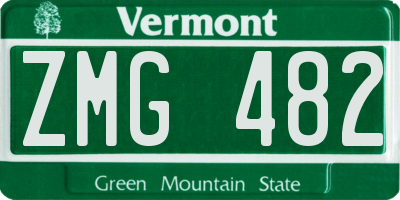 VT license plate ZMG482