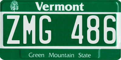 VT license plate ZMG486