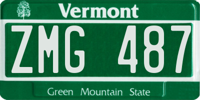 VT license plate ZMG487