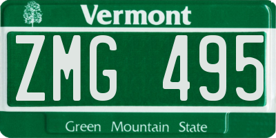 VT license plate ZMG495