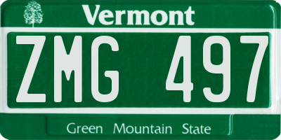 VT license plate ZMG497