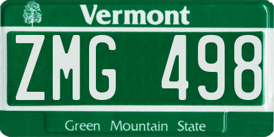 VT license plate ZMG498