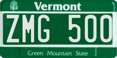 VT license plate ZMG500