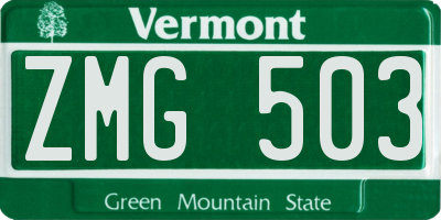 VT license plate ZMG503