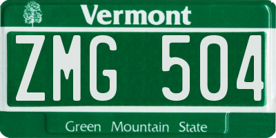 VT license plate ZMG504