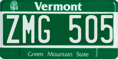 VT license plate ZMG505