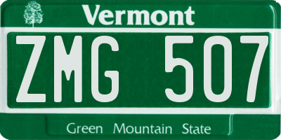 VT license plate ZMG507