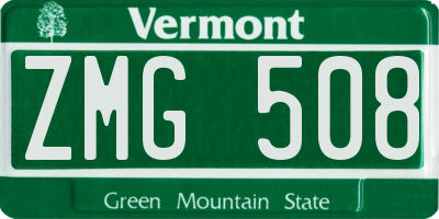 VT license plate ZMG508