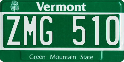VT license plate ZMG510
