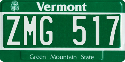 VT license plate ZMG517