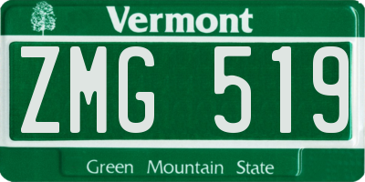 VT license plate ZMG519