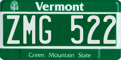 VT license plate ZMG522