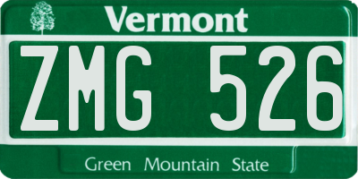 VT license plate ZMG526